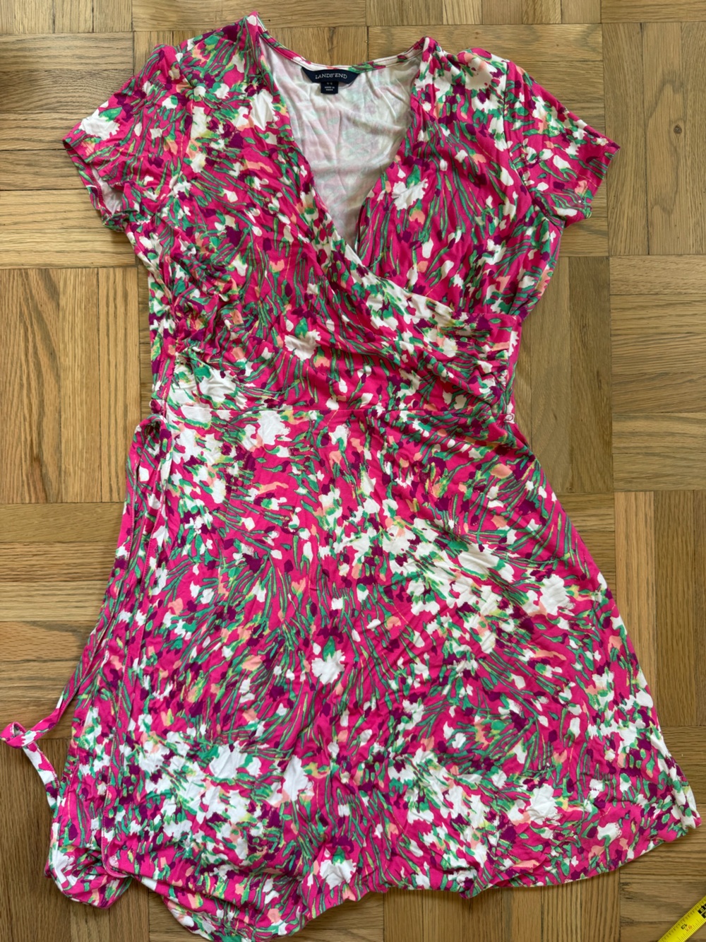Lands' End Hot Pink Floral Dress